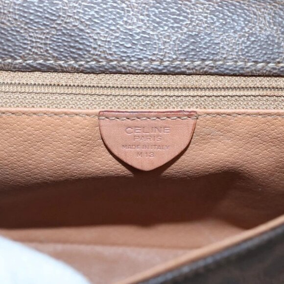 CELINE Macadam Canvas Shoulder Bag PVC Leather Brown Gold Auth 122540 - Picture 14 of 16